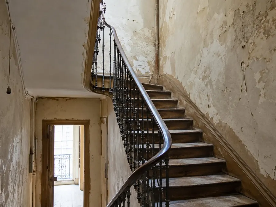 La cage d'escalier avant travaux