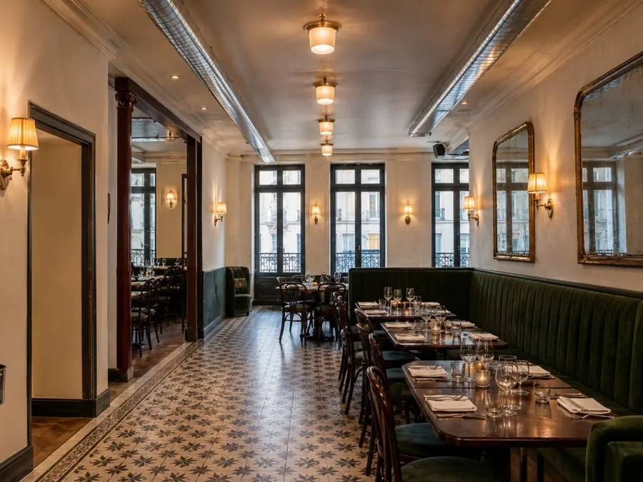 La salle de restaurant livrée, prête pour le service